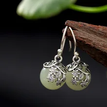2018 Special Offer Time-limited Brinco S925 Pure Antique Inlaid Natural Hetian Jade Bead Lady High-end Earrings Wholesale 2018 Special Offer Time-limited Brinco S925 Pure Antique Inlaid Natural Hetian Jade Bead Lady High-end Earrings Wholesale