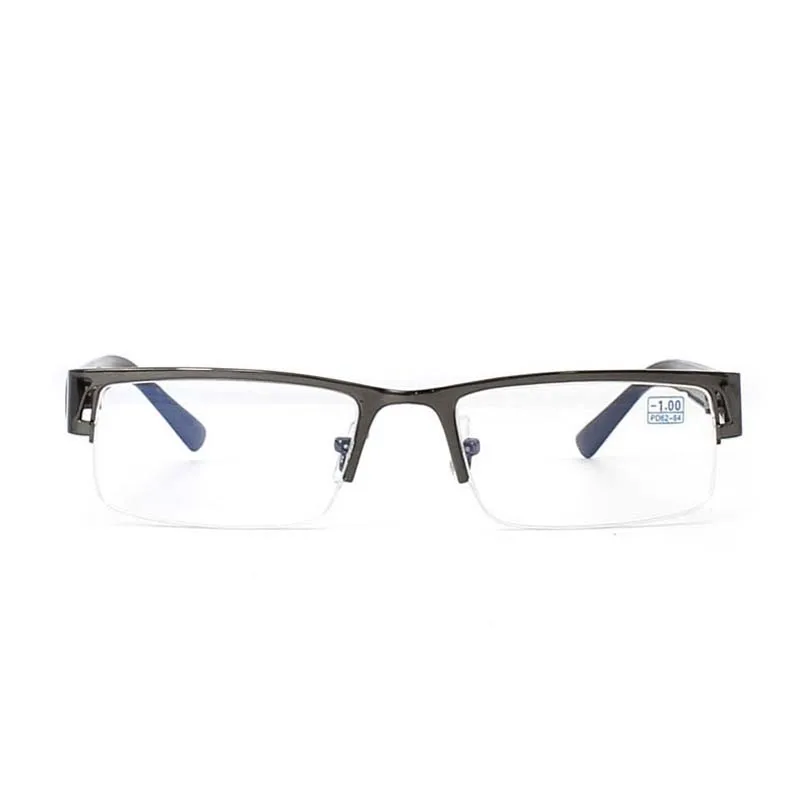 Metal Stainless Myopia Glasses Computer Men Eyeglasses Half Frame Spectacles Anti Blue Ray Eyeglass-1.0-1.5-2.0 to-5.0-6.0 anti blue ray eyeglasses
