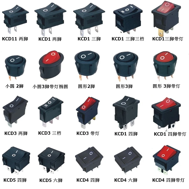 

5Pcs Mini schakelaar waterproof Round power tool rocker push button switch on off with light 19mm 3 pin Equipment Accessories