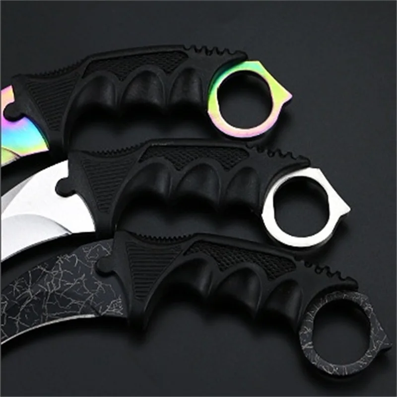 Нож Karambit с фиксированным лезвием тактический охотничий Радужный нож для