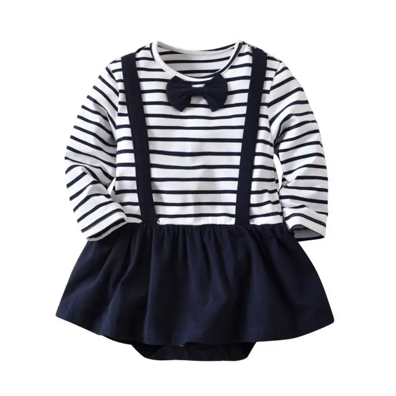 

Baby Bodysuits Gentlemen's Style Outfits Cotton Long-sleeve Toddler Girls Dresses New Infant Boy Girl Baby Clothing 0-4Y