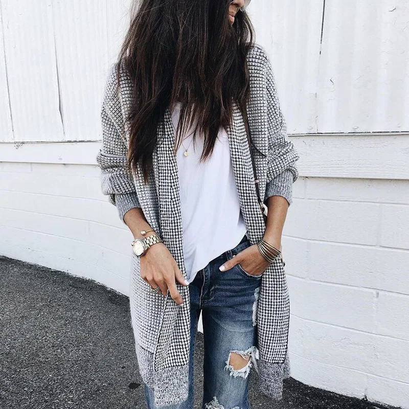 Women Cardigan Long Jacket Coat 2019 Fashion Vintage Printing Plaid Jumper Open Stitch Outwear Female Ladies Long Tops Y0 Women Cardigan Long Jacket Coat 2019 Fashion Vintage Printing Plaid Jumper Open Stitch Outwear Female Ladies Long Tops Y0