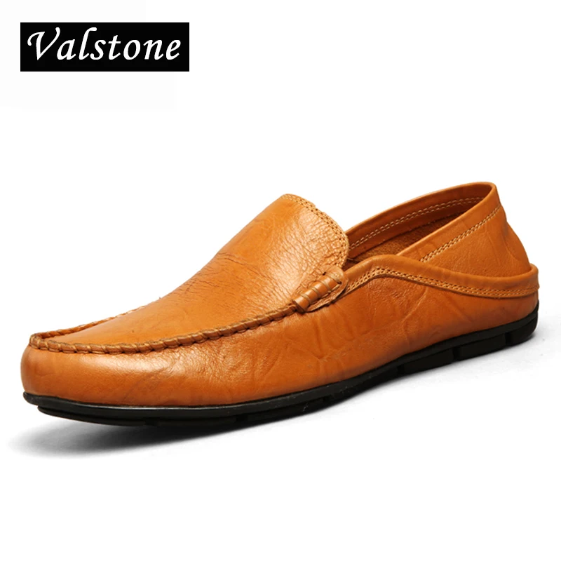 Valstone суперзвезда Для мужчин; повседневная обувь для вождения без застежки легкие Мокасины 2018 г. осенние кожаные мягкие мокасины на плоской подошве черный плюс размеры 46