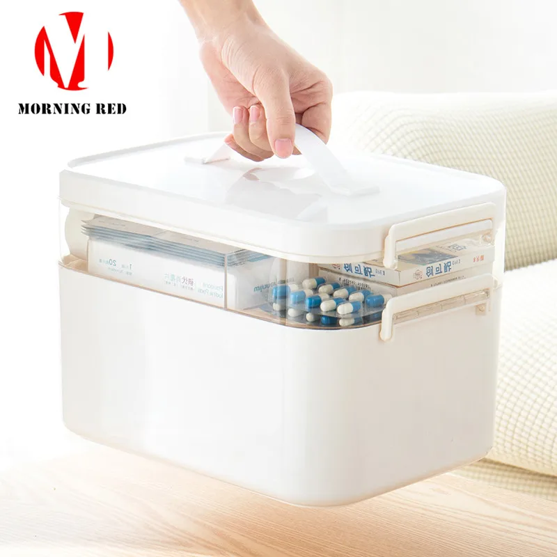 Trousse de premiers soins Portable à domicile boîte à médicaments multicouche organisateur de rangement en plastique grande capacité coffre à médicaments en couches - 1