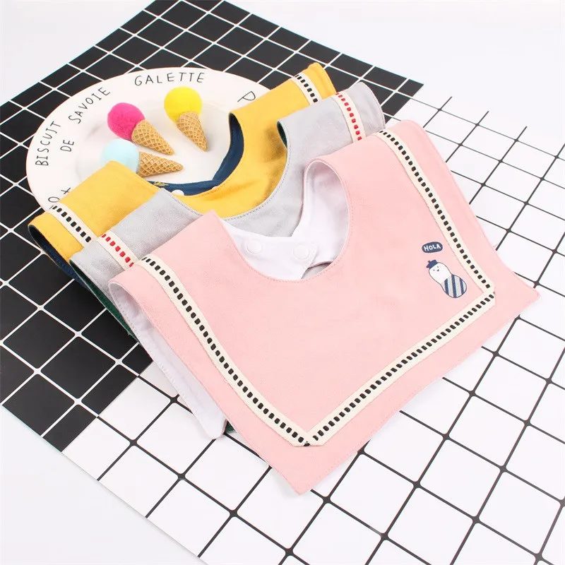 1Square Scarf Baby Bandana Bibs Newborn Boys Girls Absorbent Cotton Saliva Towel Buckle Closure Adjustable Toddler Burp Cloth