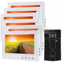 DIYSECUR 10 inch Video Door Phone Video Intercom Doorbell Home Security System RFID Camera IR Night Vision 1 Camera 6 Monitors