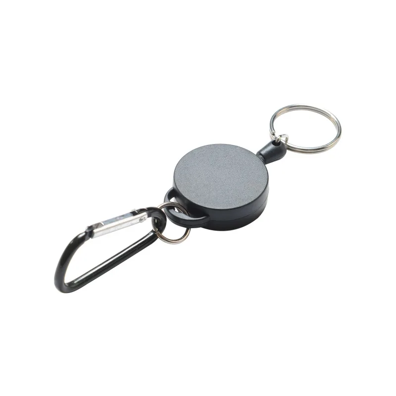 Креативный легкий брелок для ключей стальной канат охранный брелок против потери безопасности трос карабин для активного отдыха выдвижной брелок - Цвет: Telescopic-Black