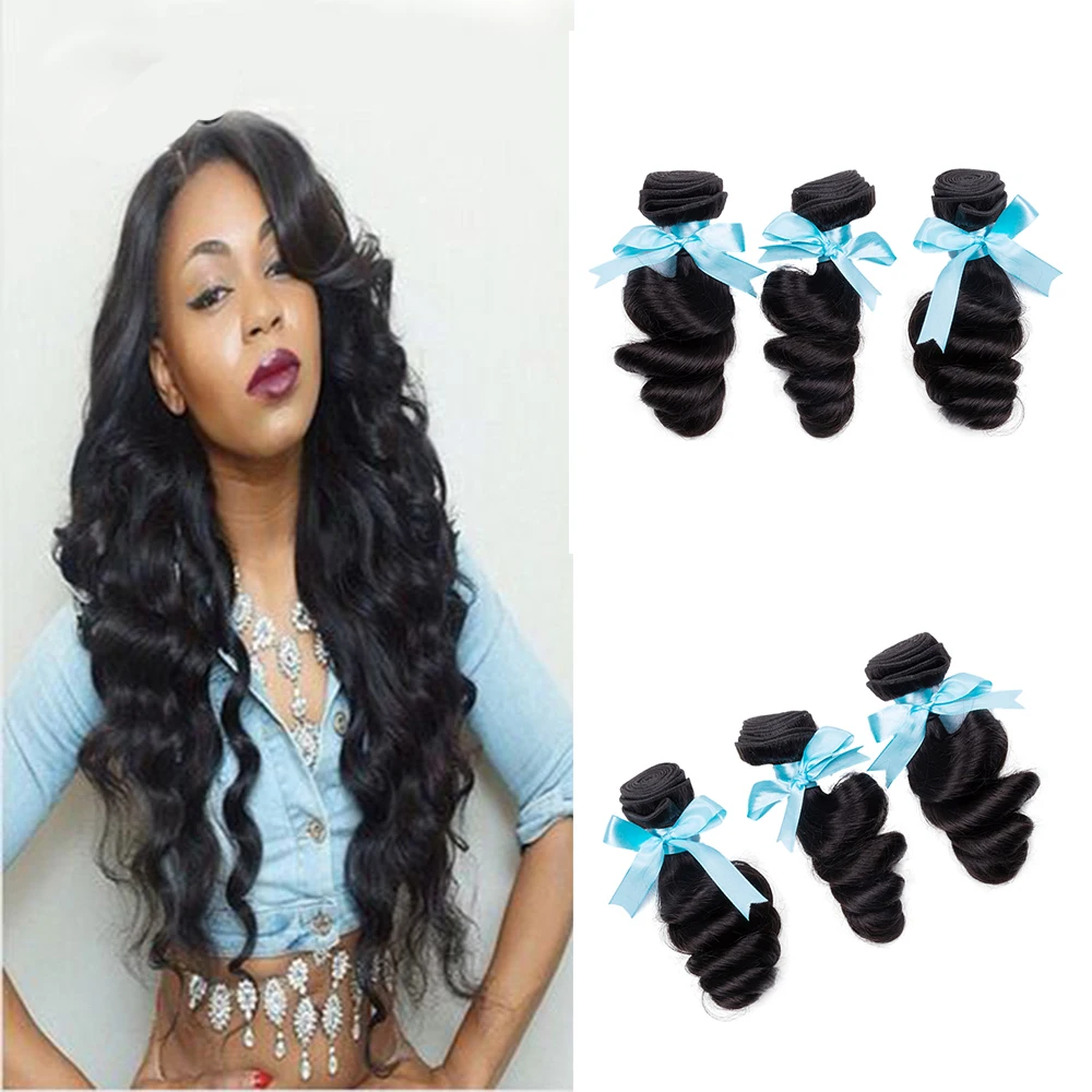 

Sevengirls Loose Wave Natural Color 3Bundles Peruvian 100% Human Hair 10-30 Inch Virgin Hair For Women No Tangle No Shedding