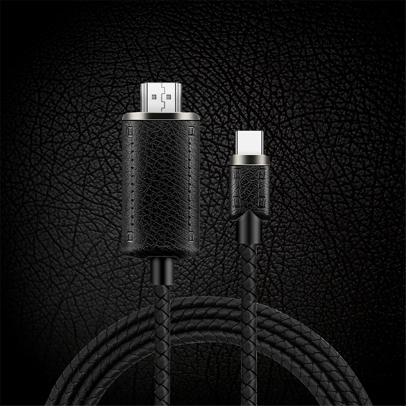 

PU Leather 4K 60Hz USB-C Type C To HDMI TV Projector Cable Cord for Macbook for Huawei Matebook P30 Samsung S8 S9 S10 Plus LG G5