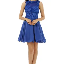 Королевские синие Бальные платья трапециевидной формы с высоким воротником из органзы и кружевом прозрачные короткие мини блестящие милые 16 коктейльные платья