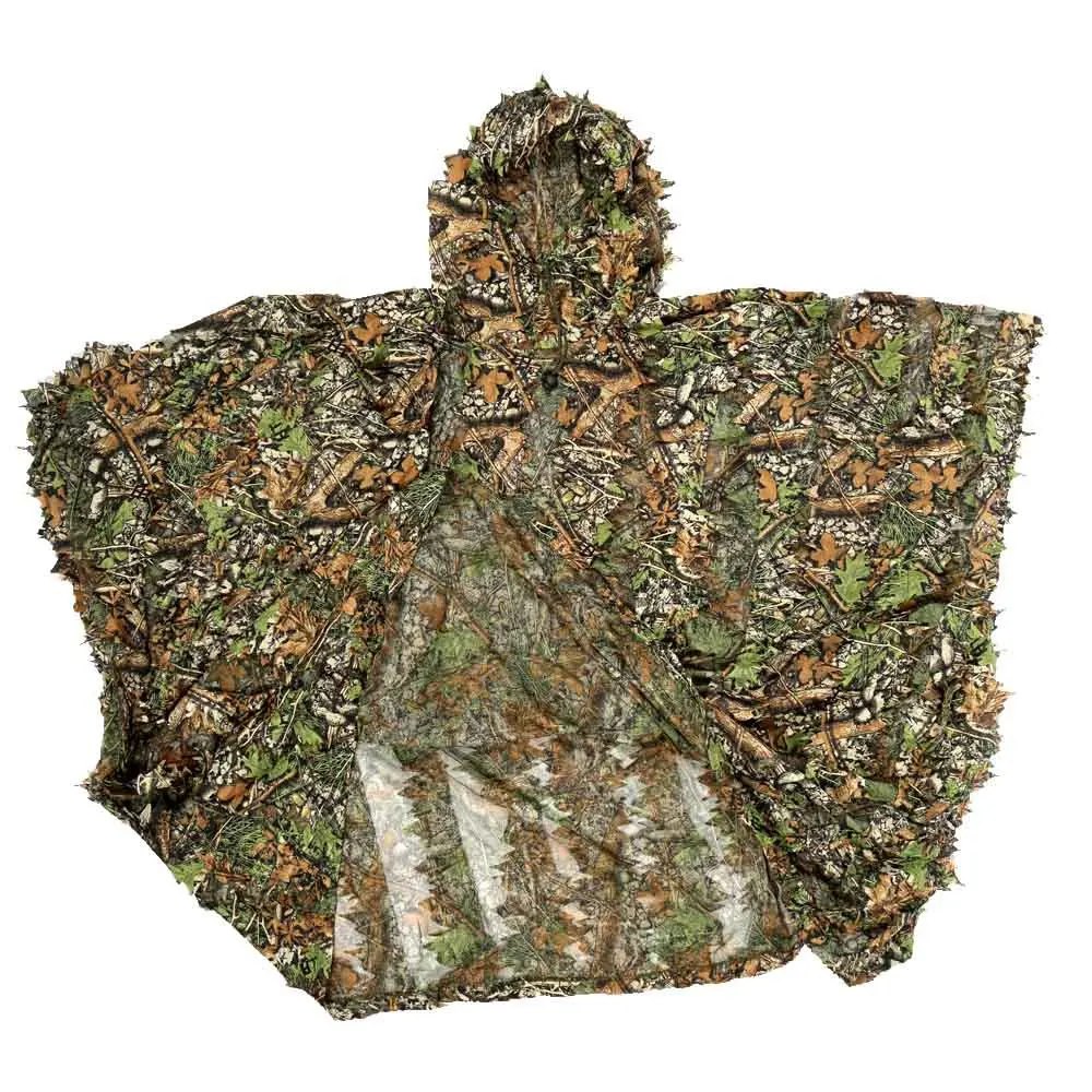 3D охотничья одежда Камуфляжный костюм Джунгли плащ пончо бионическое платье с листьями с капюшоном Ghillie Костюмы для снайперской фотографии