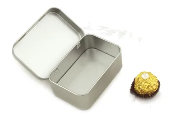

Free Shipping 102*66*35MM plain silver party chocolate tin box for wedding , LPNT2