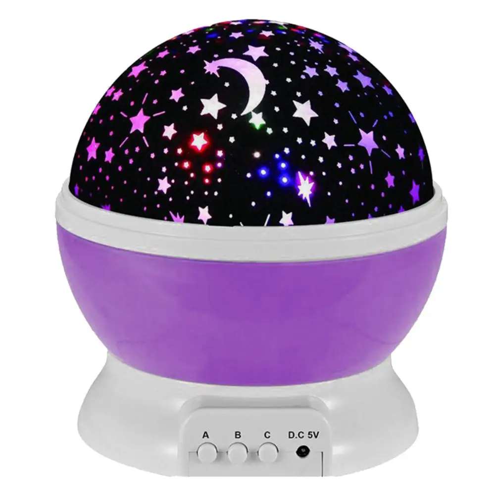 USB спальня вечерние проекционные лампы звезды Звездное небо Светодиодный Ночник проектор луна лампа батарея свет для детской ночи - Испускаемый цвет: Фиолетовый