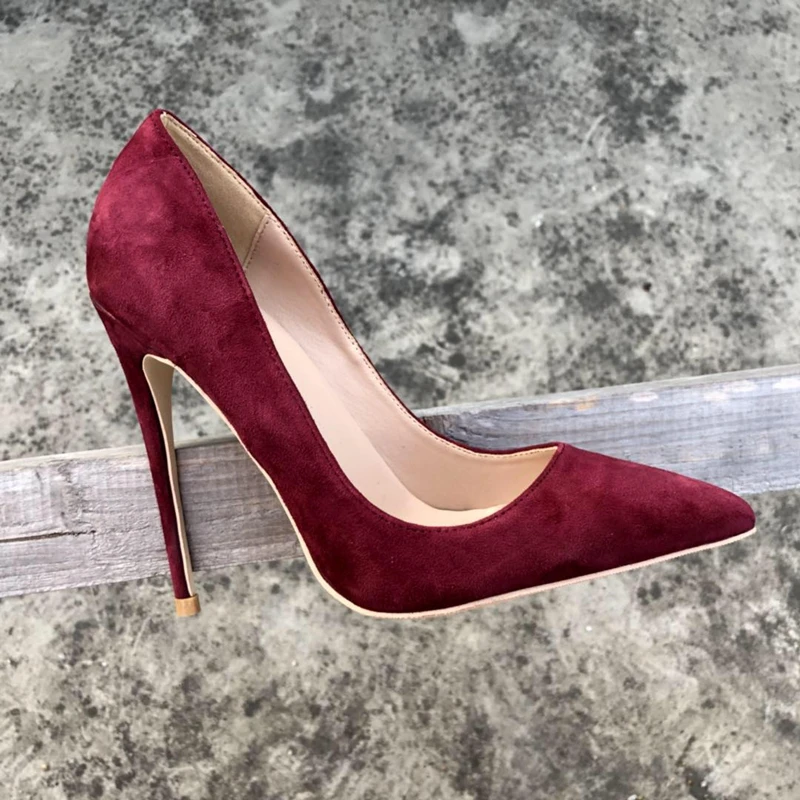 

2018 Spring new flock leather pointed toe ol high heels Ladise pumps shallow slip-on women's shoes party pumps wedding pumps