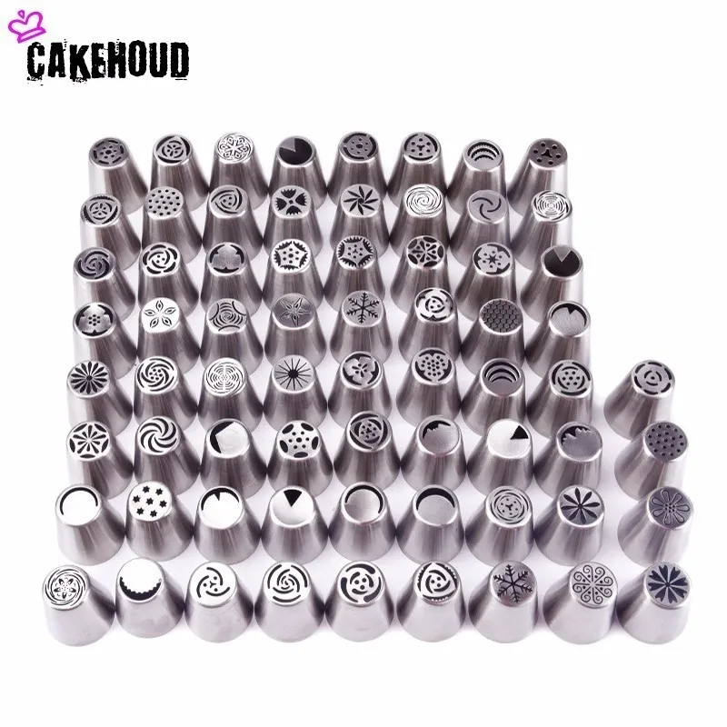 

CAKEHOUD 68Pcs/Tulip Flower Icing Piping Nozzles Russian Nozzles Cake Decorating Tips Pastry Cupcake Baking Decorating Tools Kit