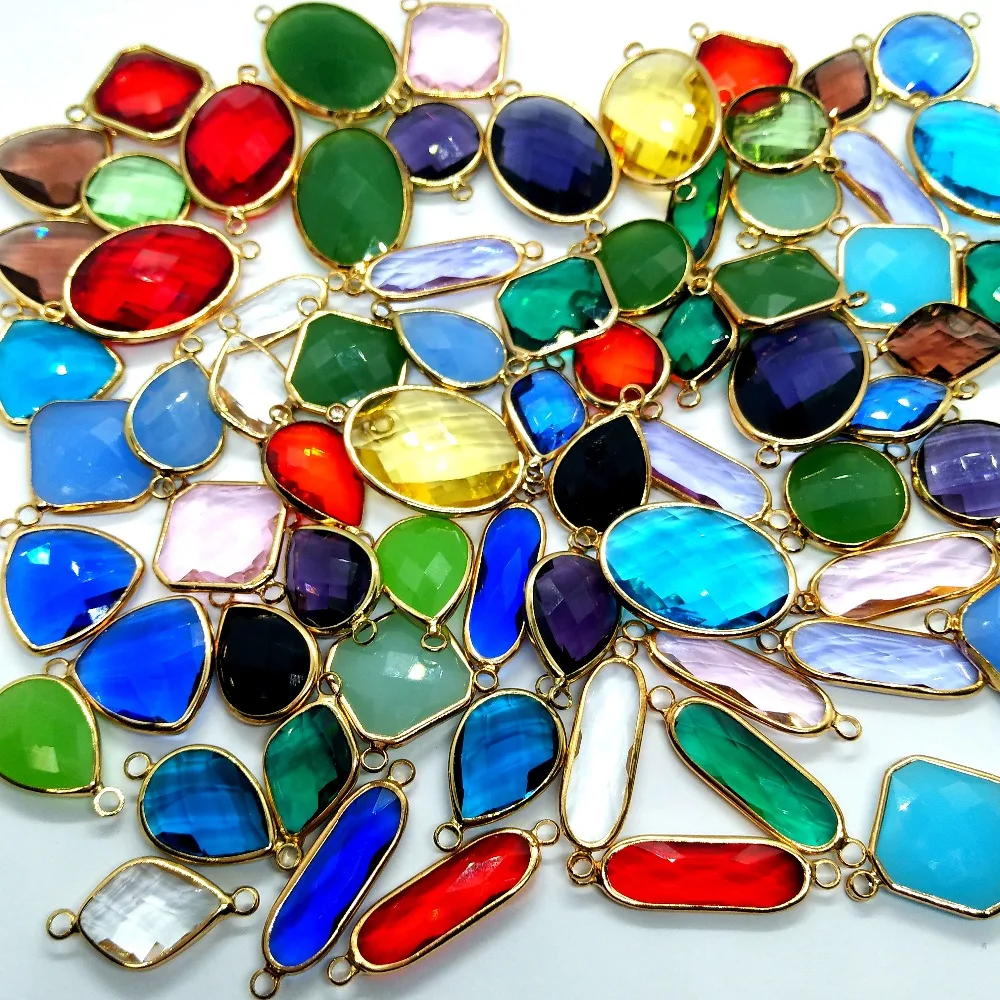

20 pairs 18mm-30mm of multi-shaped, multi-color mixed crystal bronze earrings pendant bracelet accessories, optional, random