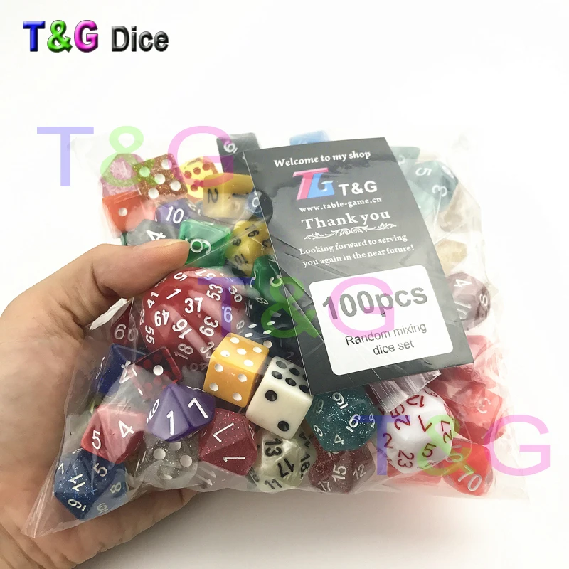 T & G النرد عشوائي الجملة السائبة البلاستيك متعدد جانب 100 قطعة/المجموعة في الاستوكاستك اللون/نمط للترفيه /حزب لعبة/هدية