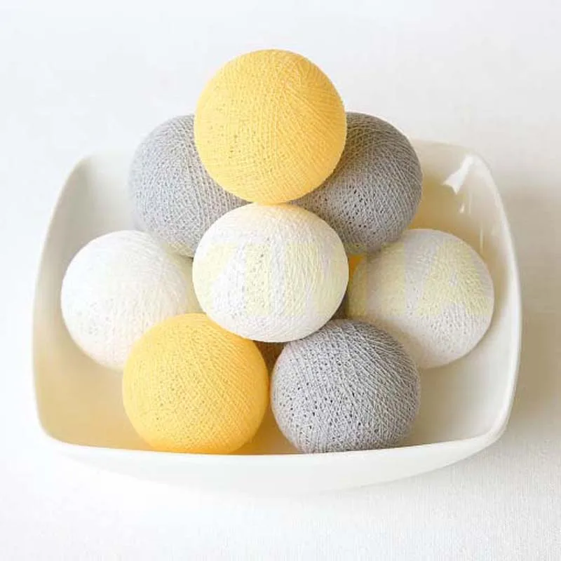 

YIMIA DIY Cotton Ball LED String Light AC/Battery Power Christmas Wedding Party Fairy Kid's Room Light Gray/Yellow/White