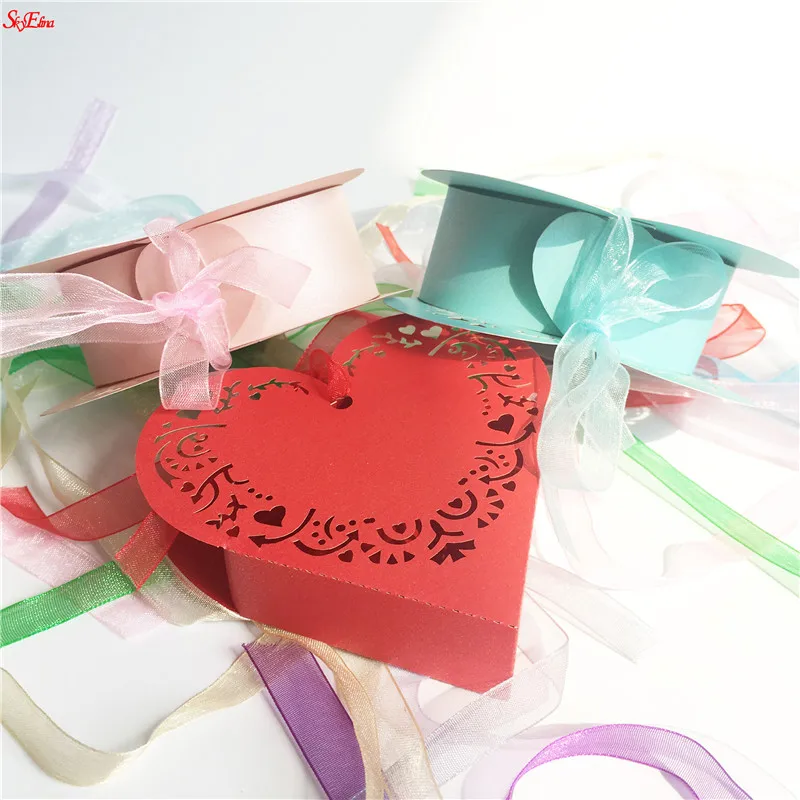 10/50/100pcs Heart Wedding Party Baby Shower Favor Gift Candy Bonbonniere Boxes 
