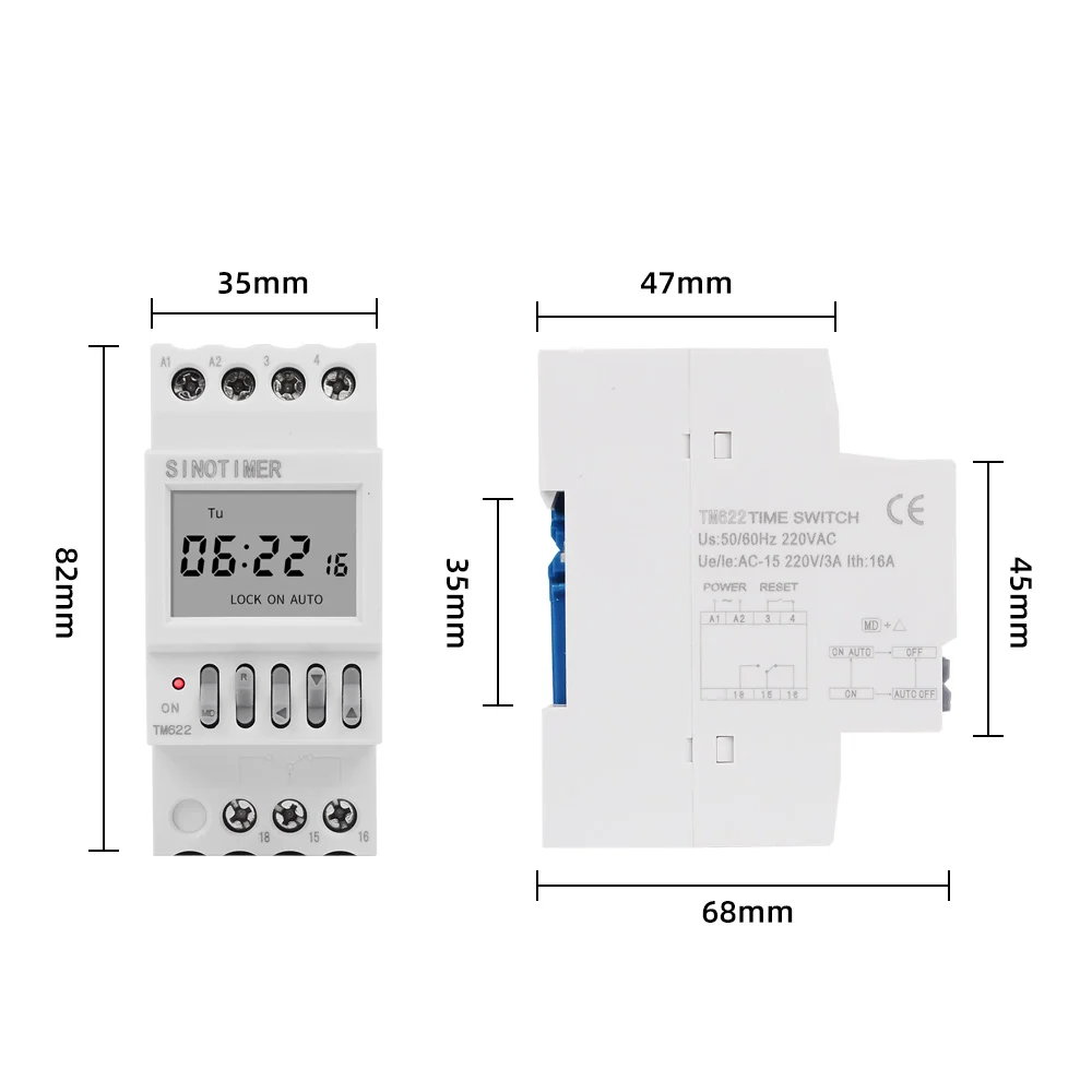 220V 16A 1 Second Interval Big LCD Display Programmable Timer Switch Digital Time Relay Electronic Timer Clock 16 OFF 16 ON