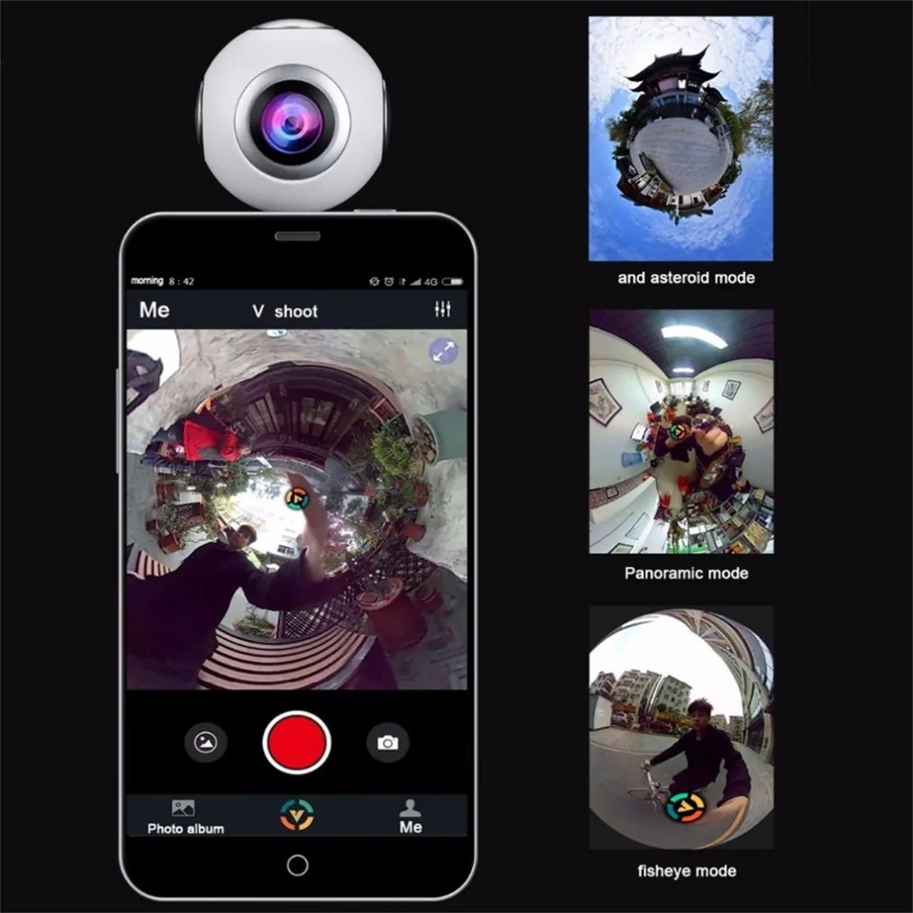 T-750 720 degree Panoramic Camera HD Dual Wide Lens Video Camera for Android Wireless VR Action Sports Outdoor Activities Camera