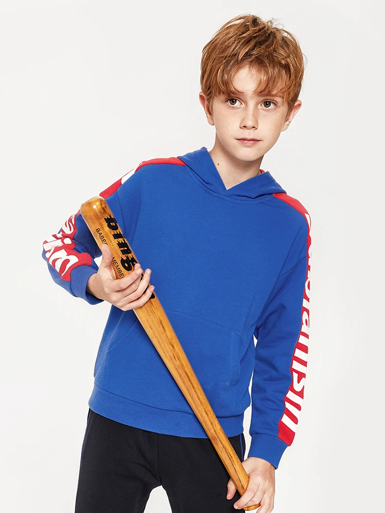 Balabala/Детский свитер с капюшоном для мальчиков с контрастной полоской сбоку; Детский свитер для мальчиков-подростков; топы; весенне-осенняя одежда