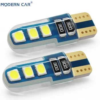 

MODERN CAR 2Pcs 3030 LED Chip 6 Leds T10 Car Clearance Parking Lights 168 194 W5W Silicone License Plate Light Back-up Map Lamp