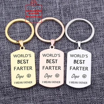 

World's Best Father Funny Creative Dog Tag Pendant Father Gift Daddy Keepsake Keychain Engraved Text Dear Dad Present Jewelry