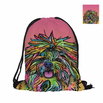 

Lovely SHIH TZU Dog Printing For Double Sided Men Women School Bag Travel Drawstring Backpack Polyester Texture