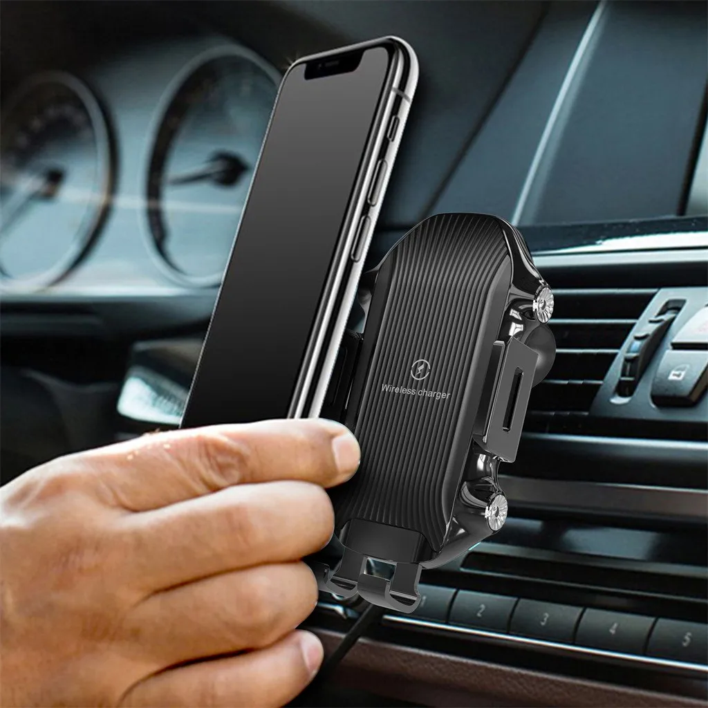 

New Automatic Clamping 10W Car Wireless Charger For iPhone Xs Huawei LG Infrared Induction Qi Wireless Charger Car Phone Holder