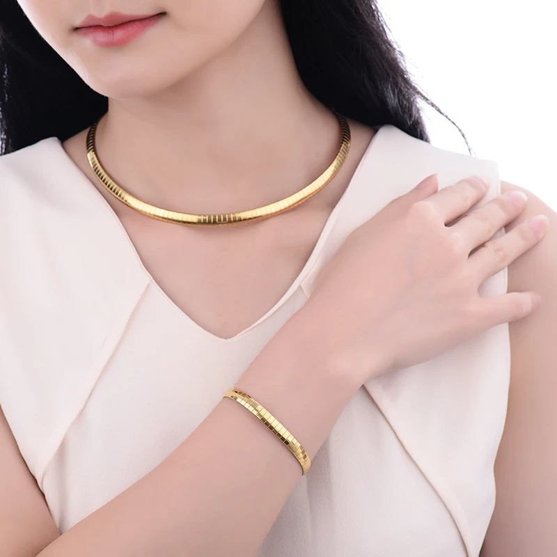 Baoyan модные 316L Нержавеющая сталь змея цепи золотые Цвет колье Цепочки и ожерелья