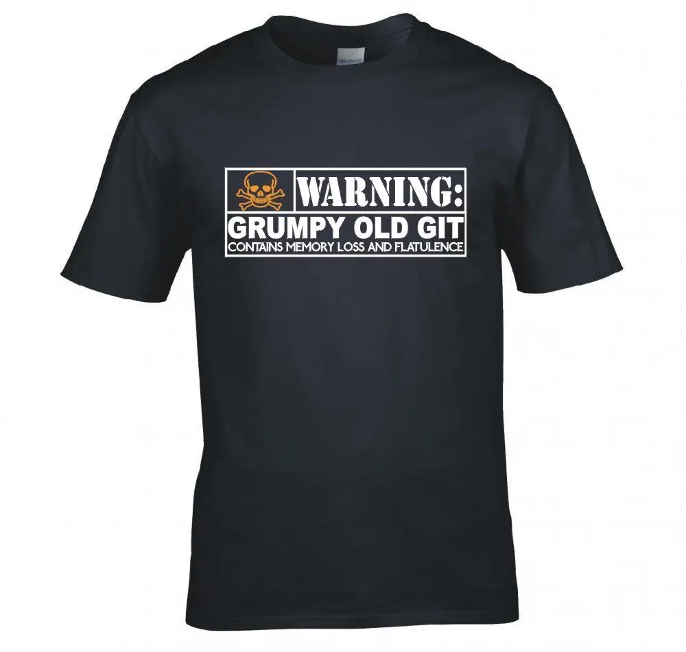 2019 New Famous Brand Men Classic Hot Sale 100% cotton Tops Tee Shirts Warning: Git Of Old Grumpy Shirt For | Мужская одежда