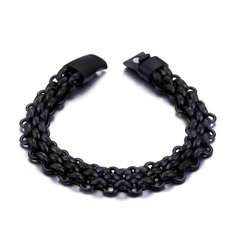 Модные мужские панковские высокомерные браслеты-цепочки из нержавеющей стали, черные часы, квадратные круглые браслеты, ювелирные изделия