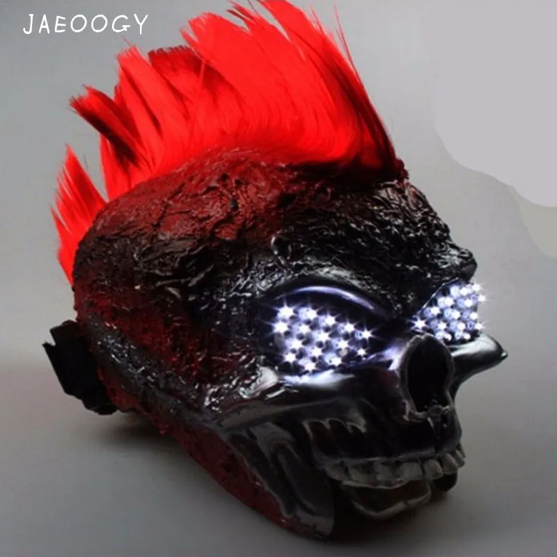 

Free shipping Halloween mask mask LED luminous nuclear death metal punk band perform mask Christmas gift for men and women