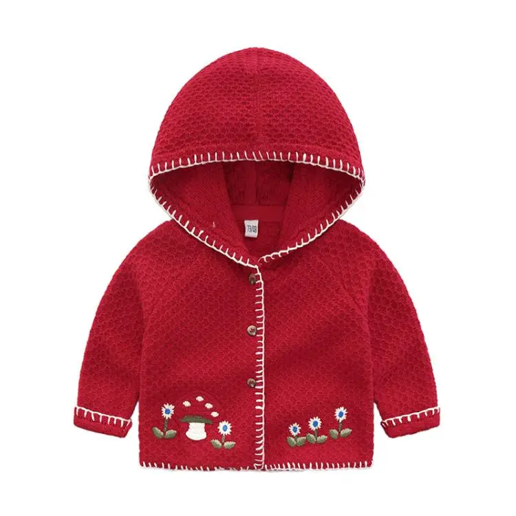 

Kids Girl Fashion Red knit sweater cardigan Toddler Kids Baby Girls Outfit Clothes Button Knitted Sweater Cardigan Coat 1-4 Yrs