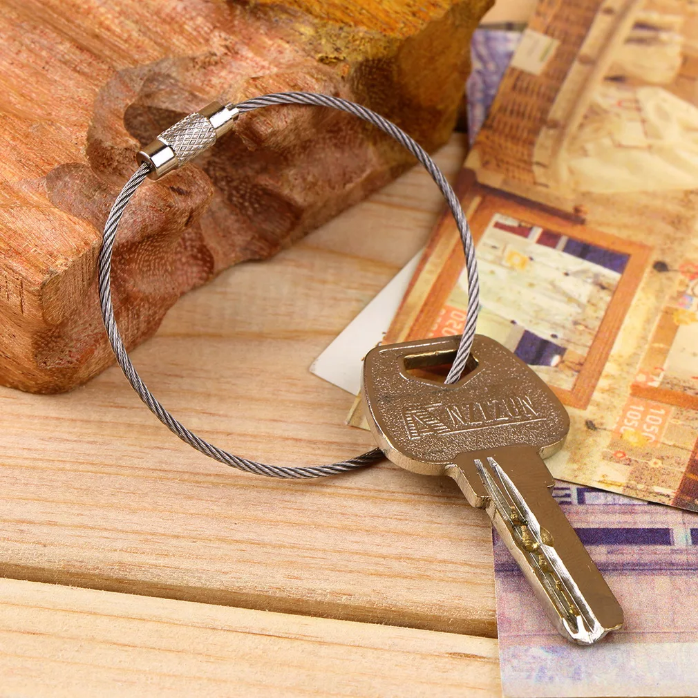 3 pcs/set Stainless Steel Wire Keychain Cable Key Ring for Outdoor