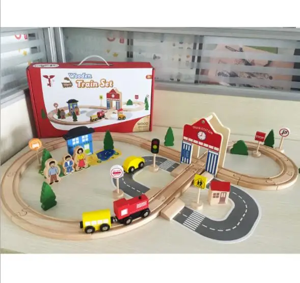 

Train Toy Vehicles Kids Toys compatible Thomas Electric train Model Wooden Car Puzzle Building Slot Track Rail Transit Parking