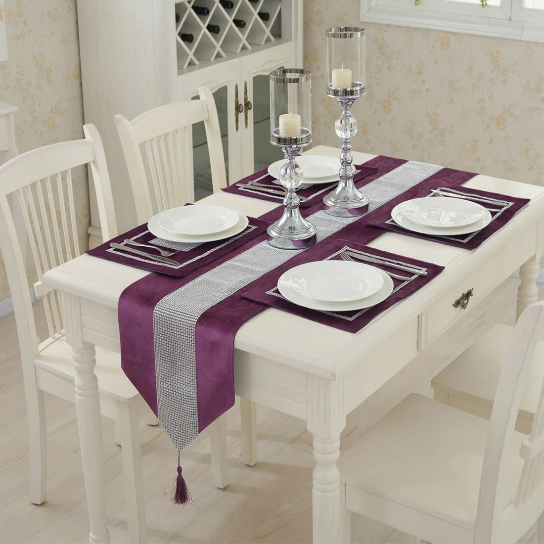 

Modern Table Runner Flannel Diamond Marriage Tassel Patchwork Chirstmas Wedding Banquet Party Event Decoration Home Textile
