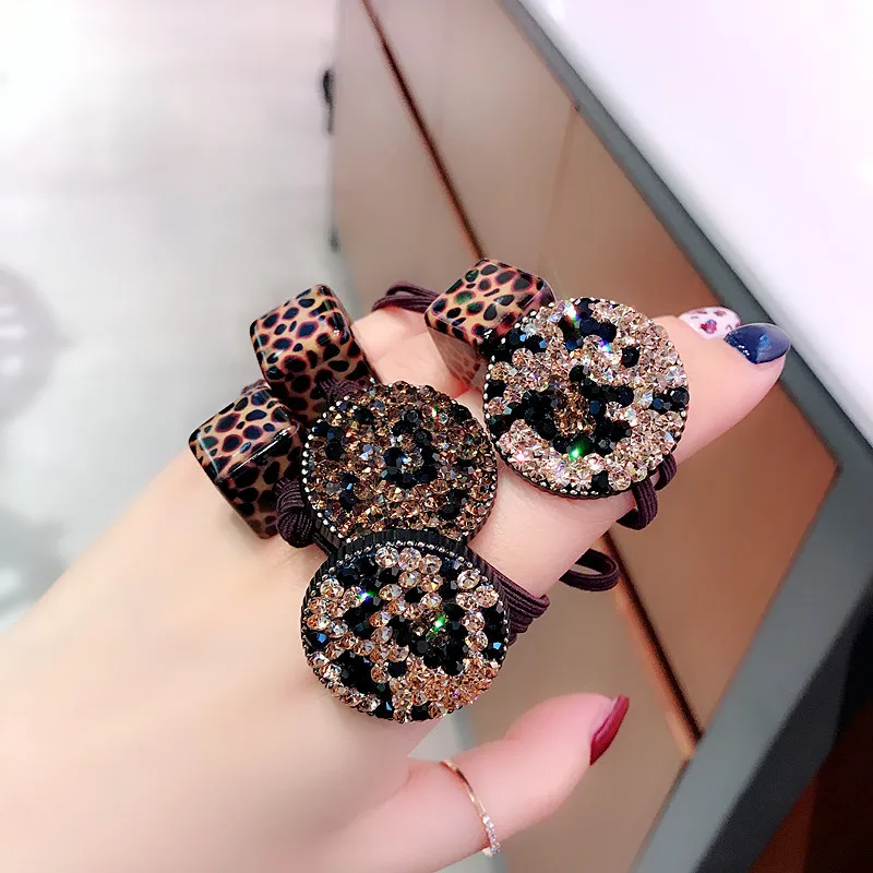 

Korea Handmade Leopard print Rhinestone Adult Women Elastic Hair Band Head wear Apparel Accessory Fall Winter-YHAWEHB076C5