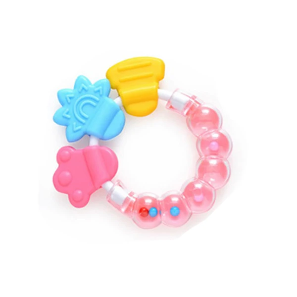 При прорезывании зубов кольцо Прорезыватель для зубов круг кольцо форма для успокоительные игрушки безопасный силикон детские погремушки, прорезыватели для зубов игрушки для новорожденных - Цвет: Розовый
