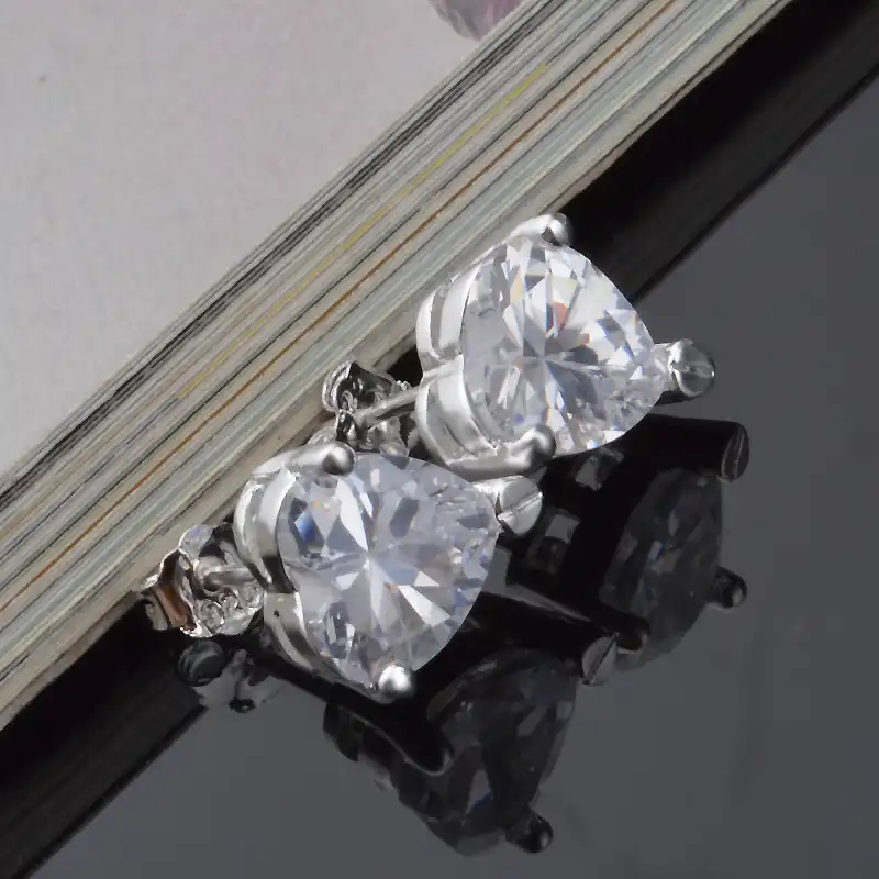 Бесплатная доставка, ювелирные изделия, Настоящее серебро 925 пробы, в форме сердца, циркониевые серьги, Классические серебряные серьги с цирконием