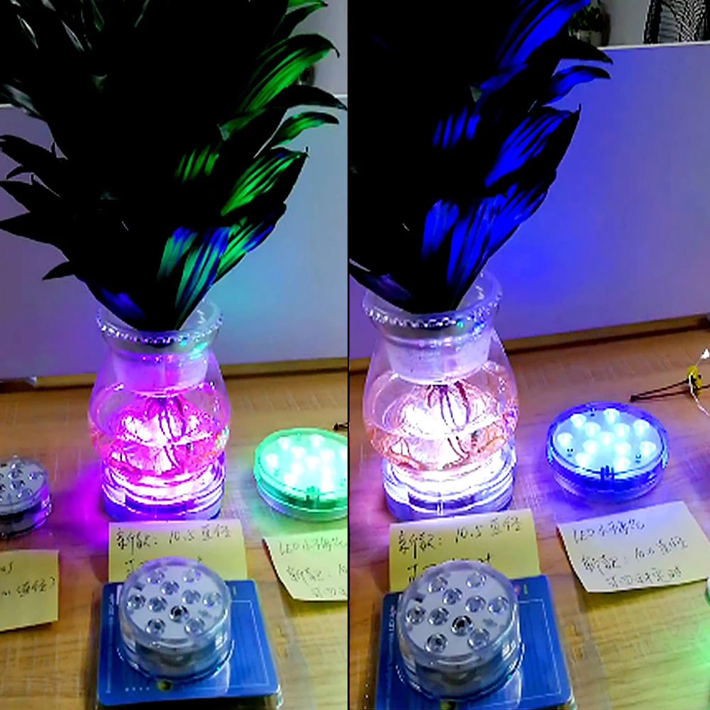 Cronometragem com Botão Luz de Mergulho à Prova Estilo Ameixa Controle Remoto Dwaterproof Água 7 Cores Led Aquário Luz Botão Bateria 12leds 3 Cheap Luzes subaquáticas
