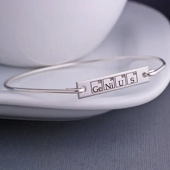 

2018 New Genius Periodic Table Elements Bangle Bracelet Science Jewelry Gift Graduation Gift Accept Drop Shipping YP3757
