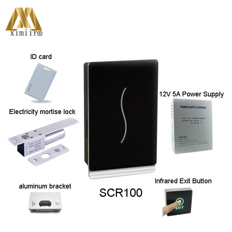 

Cheap Proximity Card Access Control System With 12V5A Power Supply , Electric Lock And FRID Card ,Bracket ,SCR100 Kit