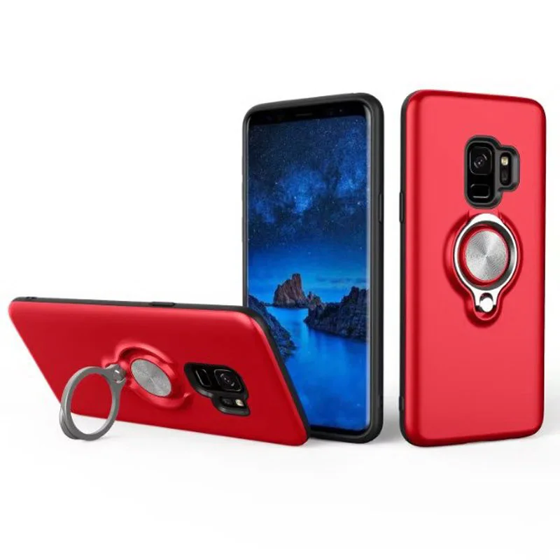 

For Samsung Galaxy A8 A8+ A8Plus 2018 Ring Stand Phone Case Car Magnetic 360 Degree Rotation Ring Kickstand Shock Proof Cover