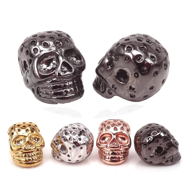 

New Rose Gold/Silver/Black/Gold Colors Beads Gothic Punk Skull Beads Spacer Charm Beads For DIY NorthSkull Bracelet Jewelry Bead