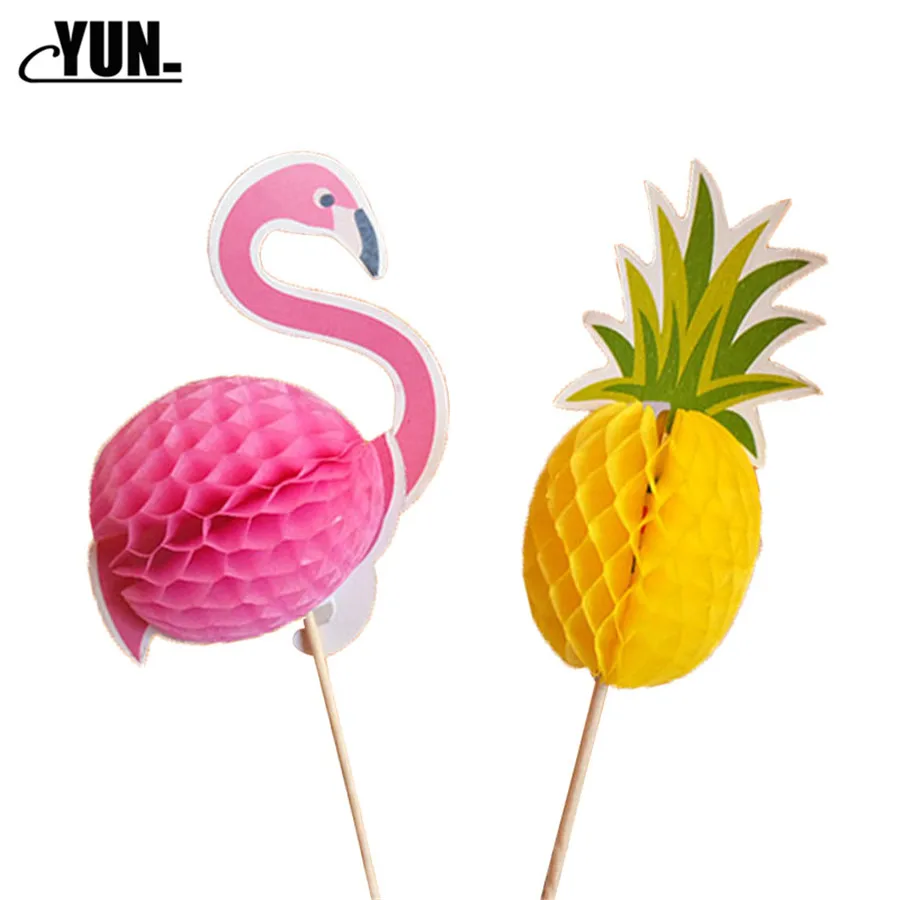 10pcs Baking Cake Decoration Card Insert Pineapple Three-dimensional Flamingo Sign Dessert Table Layout Wedding Decoration 8D (26)