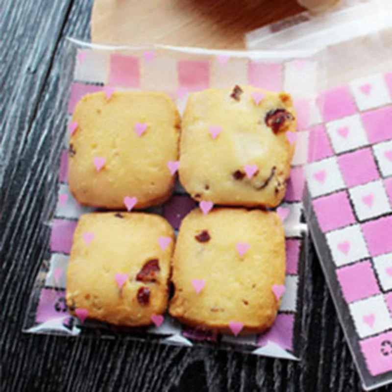 50//100p Love Cute Plastic Transparent Cellophane Candy Cookie Gift Bag For Biscu