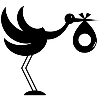 

17.4cm*15.2cm Stork And Baby Fashion Stickers Decals Vinyl Car-Styling Black/Silver S3-7051