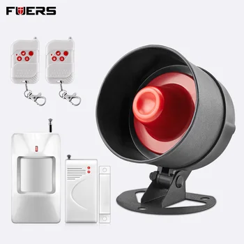 

FUERS Alarm Siren Home Security System Wireless Siren Loudly Sound for House Garage 100dB Volume PIR Motion Detector Controller